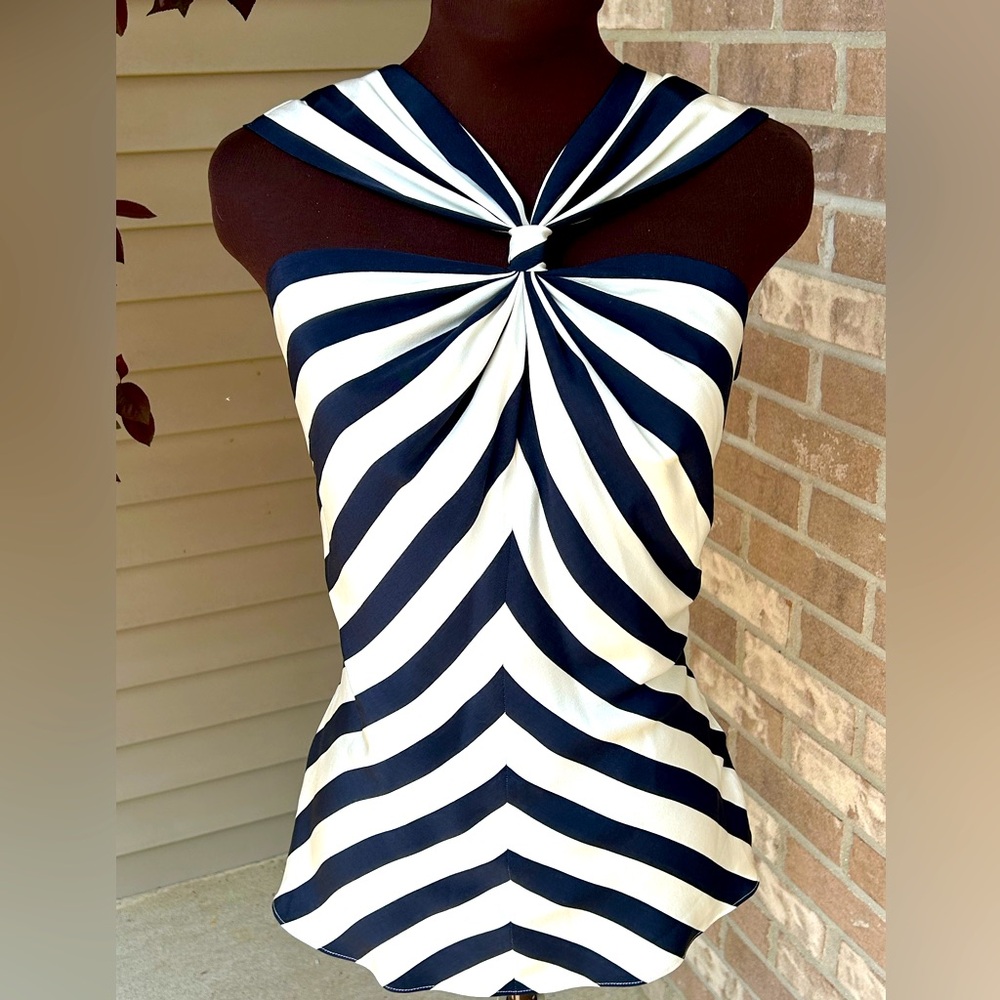 Ralph Lauren Navy and White Striped Top